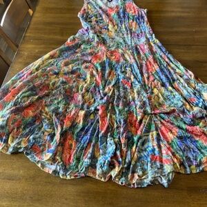 Lovely multi colored print dress with optional ties